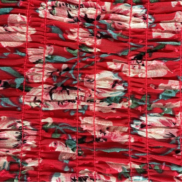 Eliane Rose smocked 3/4 sleeve pink floral print dress sz Med - Picture 7 of 14